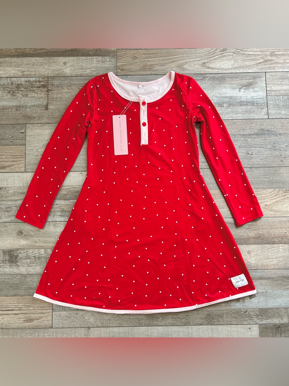 NWT Jane + Jo Woman’s Lane Lounge Gown in Merry Dot Size Small